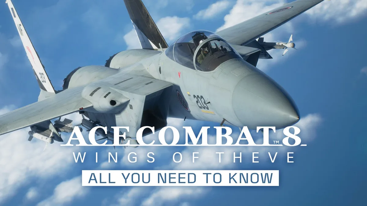Imagen de ACE COMBAT 8: WINGS OF THEVE: un caza inclinándose sobre un paisaje de nubes en capas